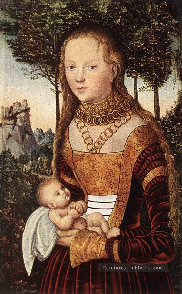 Jeune Mère et Enfant Renaissance Lucas Cranach l’Ancien Peintures à l'huile
